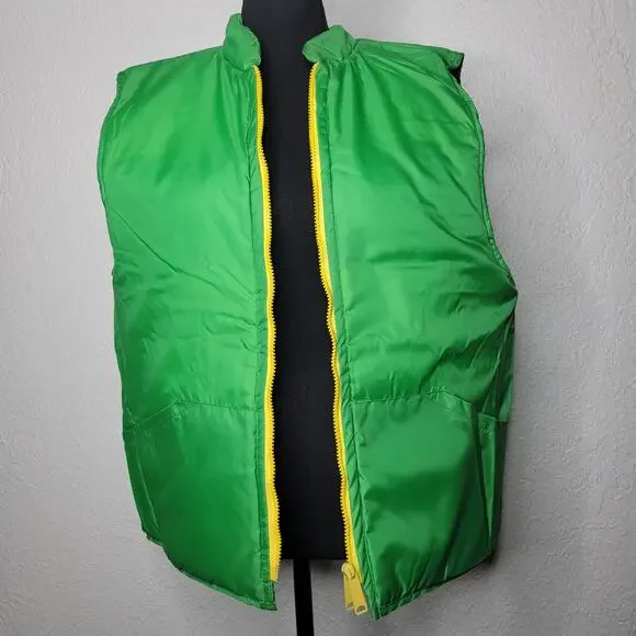 Vintage Unbranded Reversible Retro Striped Unisex Nylon Puffer Vest Pockets✨️L - Picture 6 of 16